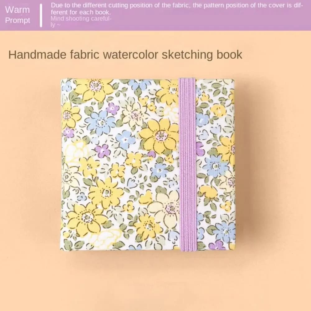 Flower Mini Fabric Watercolor Book Paper Pad 20 Sheets Watercolor Sketchbook Square Colorful Mini Watercolor Painting Book
