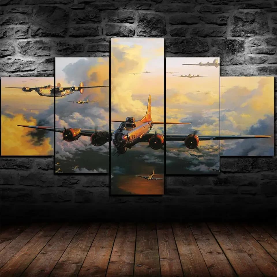 No Framed Boeing B-17 Flying Fortre JET 5 pezzi Wall Art Canvas Print Poster Pittura a olio Soggiorno Home Decor Immagini
