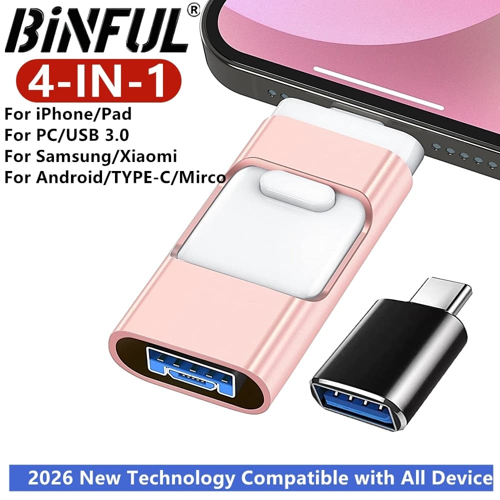 Chiavetta USB 3.0 per iPhone, Samsung e iPad con Interfaccia Micro Android TYPE-C, 512GB 256GB 128GB 32GB, per Archiviazione Foto