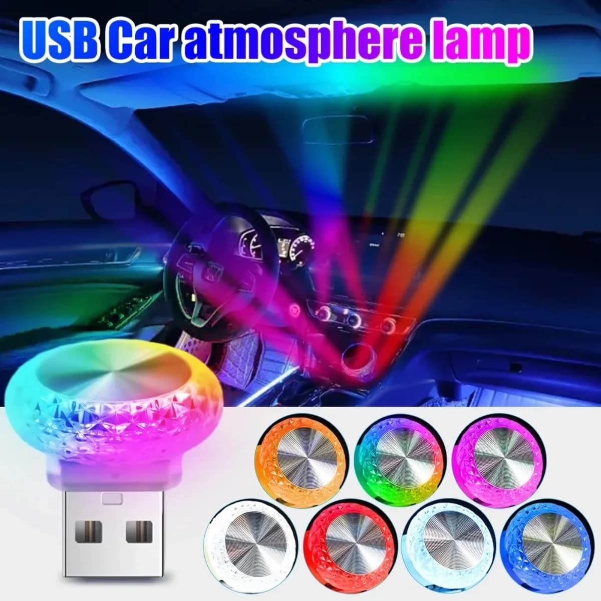 Luci ambientali USB per auto Luce notturna a colori a LED senza modifica Luce d'ambiente per interni auto Decorazione Lampada per interni domestici Amagi