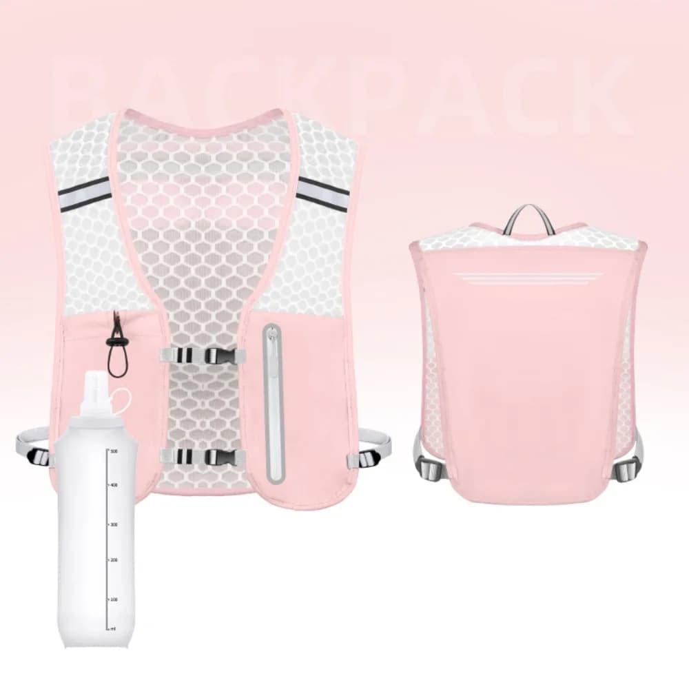 Gilet Riflettente da Corsa Impermeabile 2L con Borraccia da 500ml, Traspirante e con Tasche Portaoggetti