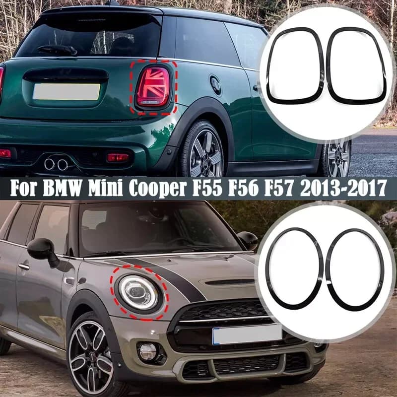 2 pezzi nero lucido carattere/lampada posteriore telaio faro anello di rivestimento 51712355798,51712285496,51712285495 per MINI COOPER F55 F56 F57 13-17