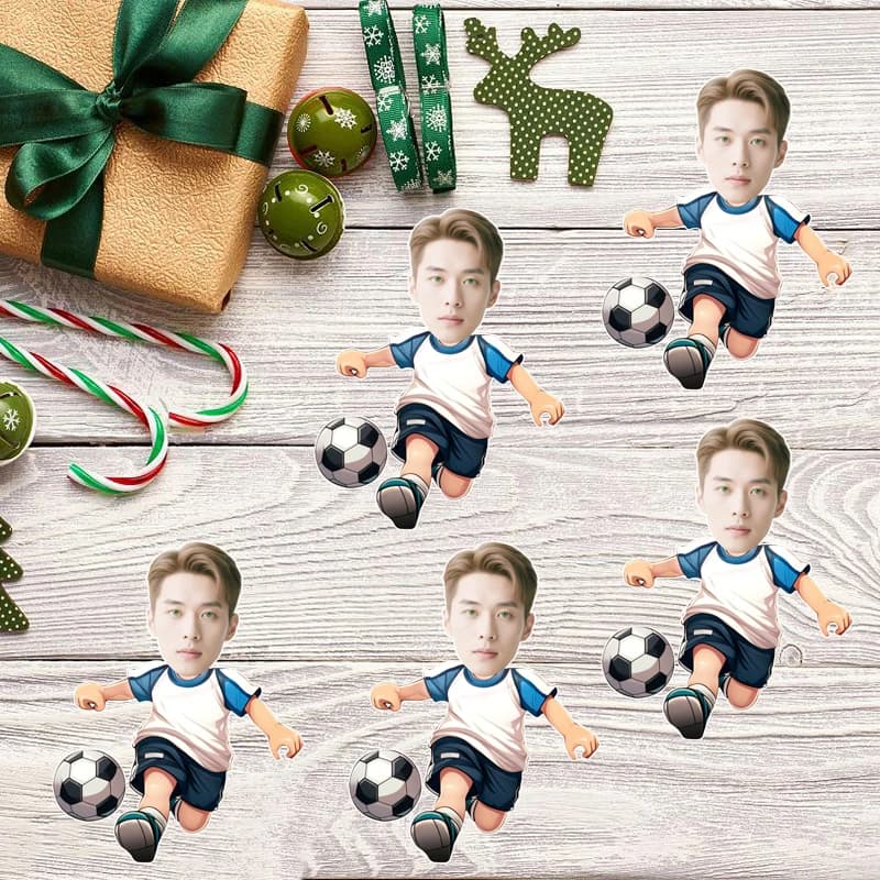 25/50 Pezzi Adesivi Personalizzati con Ritratto e Stile Calcistico, Divertenti Adesivi Autoadesivi per Adulti e Bambini, Ornamenti per Partite di Calcio