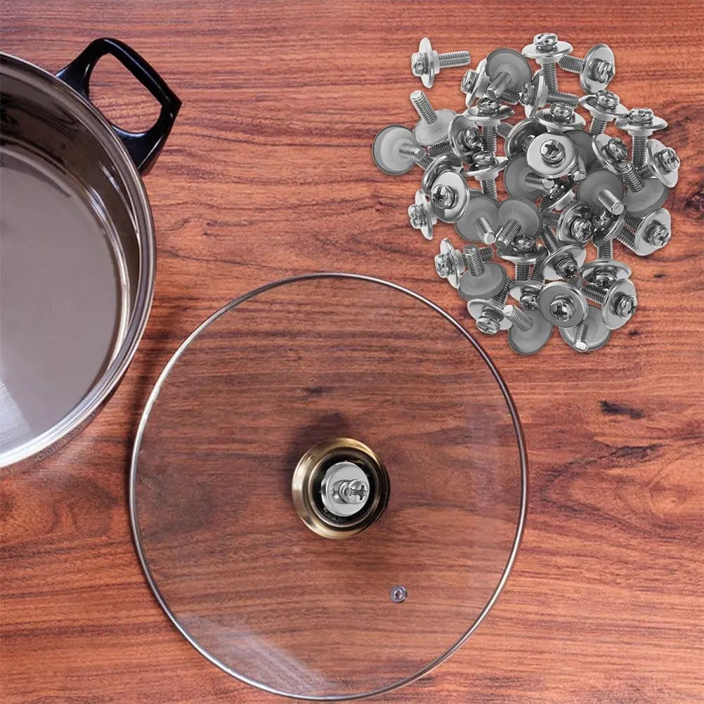 60Sets Pot Lid Screw Kit Stainless Steel Silicone Gasket Pan Lid Repair Fixing for Wok Soup Pots Stockpot Frying Pan