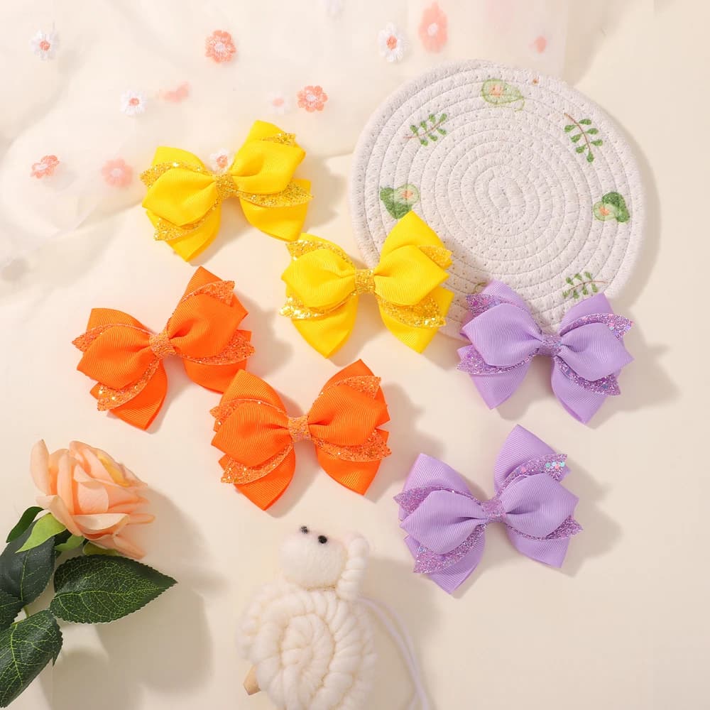 2 Pezzi Nuovi Fermagli per Capelli con Fiocchi di Paillettes per Bambine, Mollette Lucide alla Moda, Accessori per Capelli per Bambini, Regali all'Ingrosso