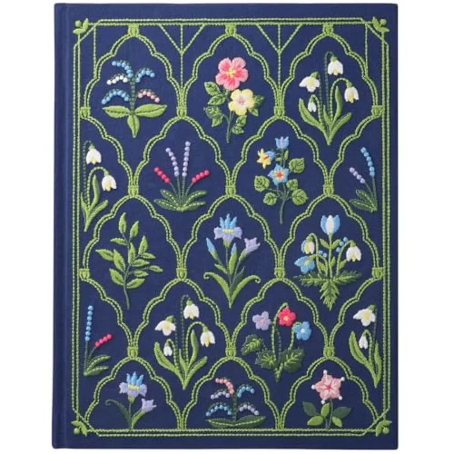 Luxury Embroidered Sketchbook for women 180gsm Premium Heavy Paper 92 Blank Pages, Keepsake Sketch Book with Floral Embroidery,