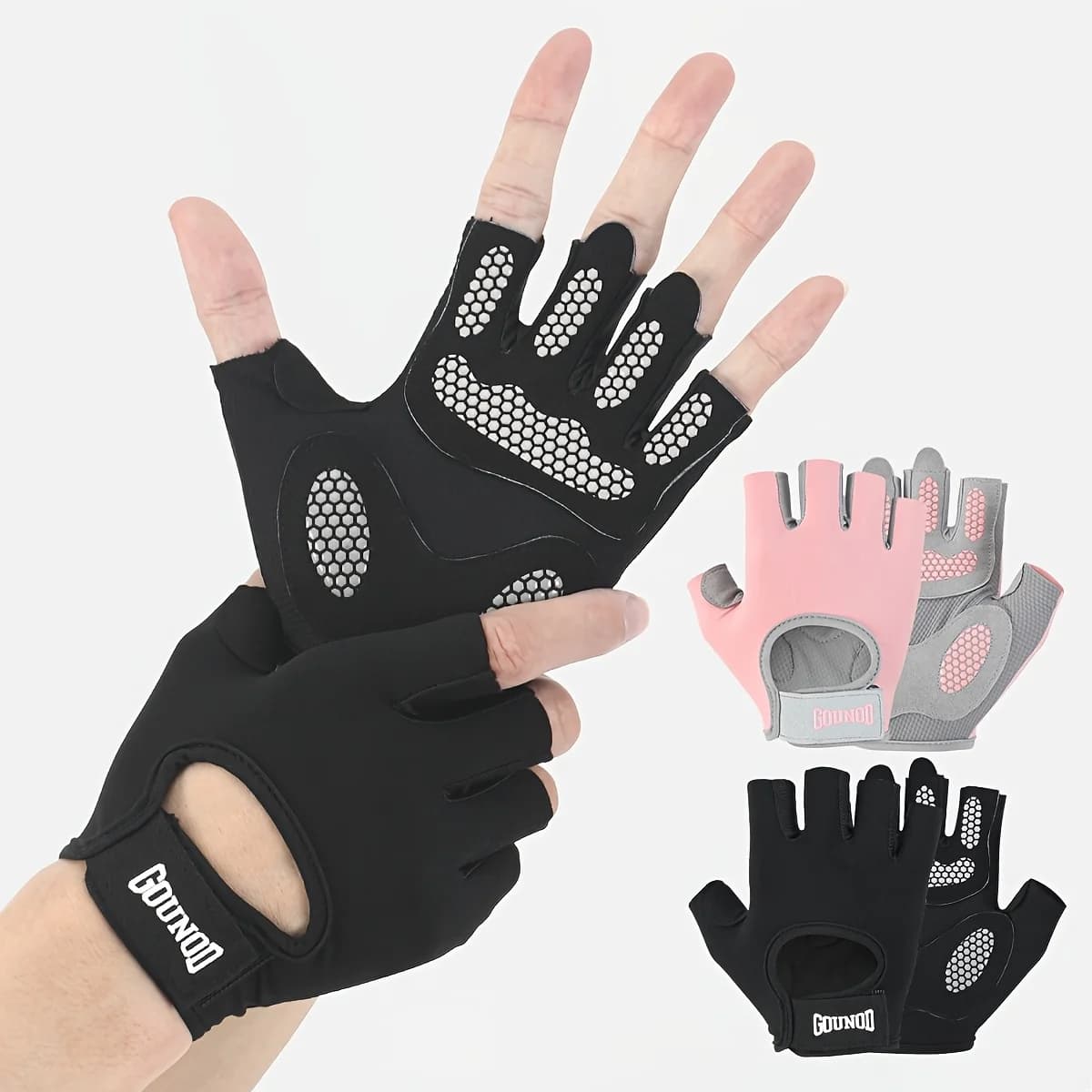GOUNOD 1 pair of half finger sports gloves, anti-slip and breathable sports gloves, weight lifting and yoga, comfortable for fitness