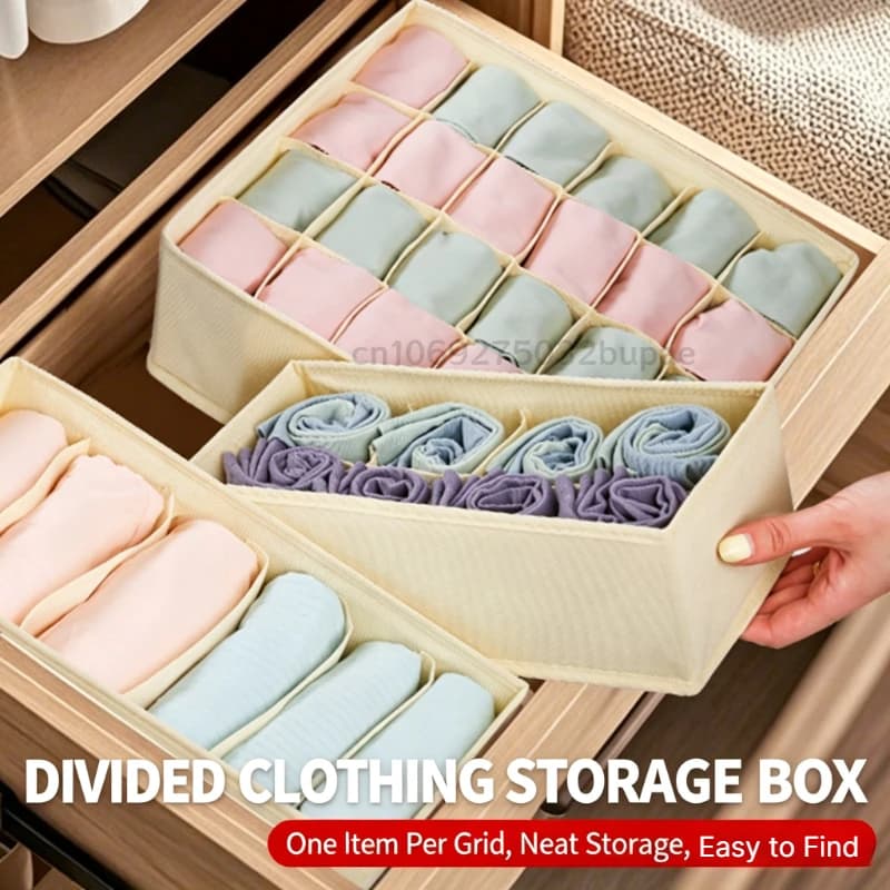 Space Saving Clothes Storage Boxes Underwear Wardrobe Foldable 24 Grid Underwear Fabric Drawer Organizer for Sock Brief Lingerie