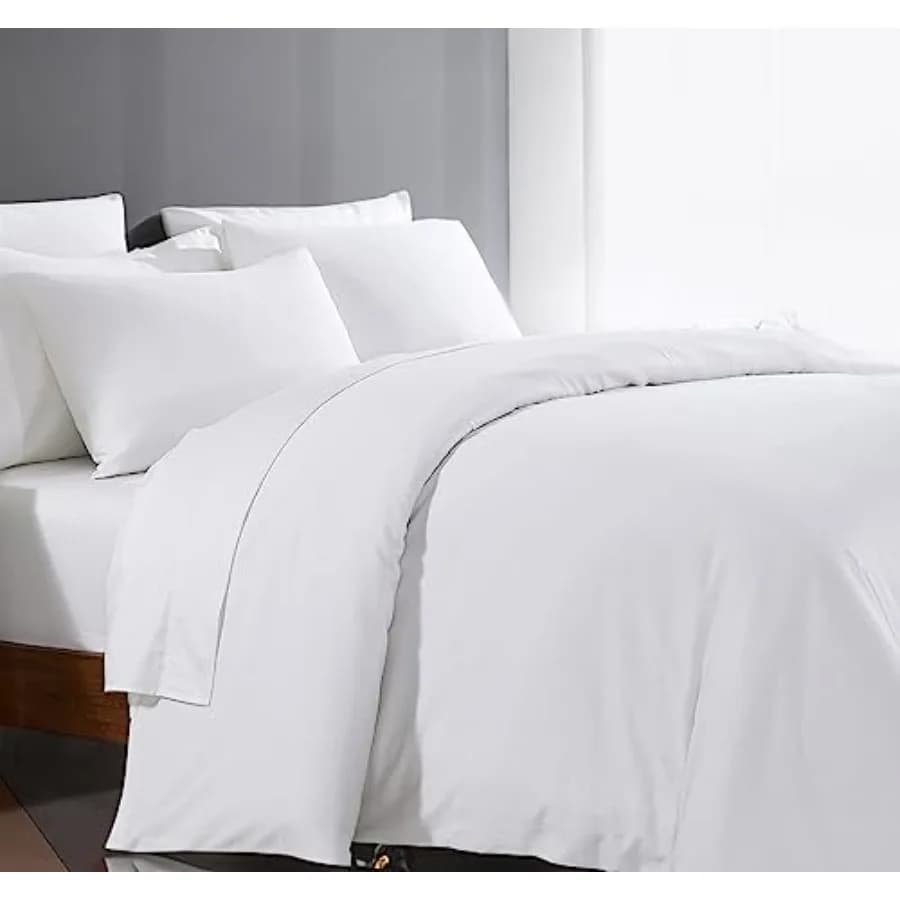 King Size White Cover with Hinge, 1000 Wire, 100% Egyptian Cotton with Long Fiber, Soft and Breathable