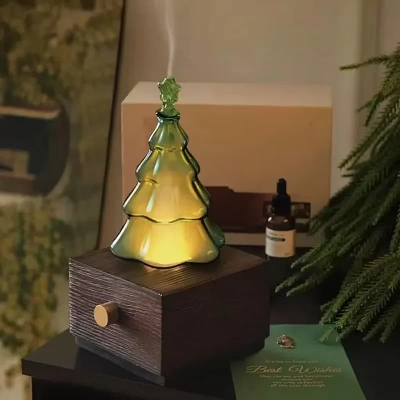 Wood Grain Essential Oil Diffuser with LED Night Light for Home Aromatherapy Humidifier Quiet Operation Desktop Decor Gift