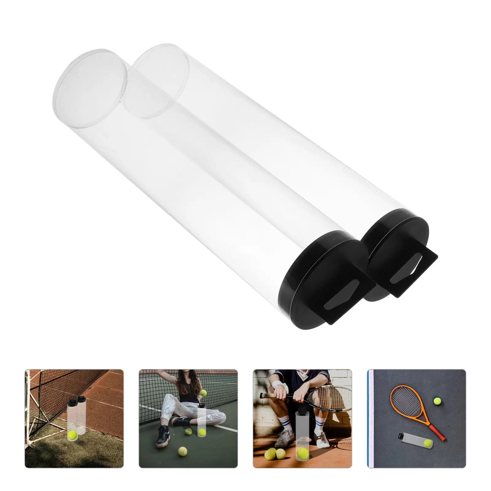 2 Pezzi Contenitore Trasparente Cilindrico per Palline da Tennis e Pickleball, Tubo Portaoggetti, Organizzatore per Accessori Sportivi, Espositore Portatile