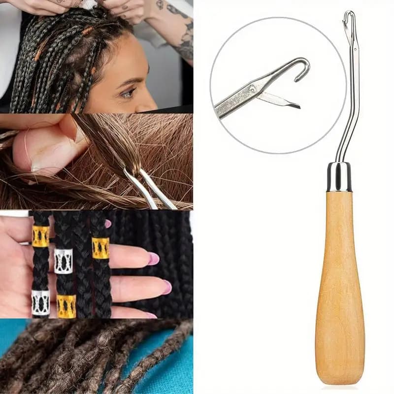 2 uncinetti grandi in legno per uncinetto, per la creazione di trecce giganti, dreadlock, strumenti per capelli, tessitura ed estensioni di dreadlock