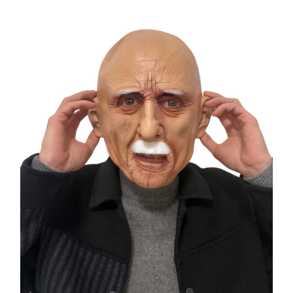 Maschera Realistica da Anziano in Lattice, Copertura Completa del Viso con Rughe e Testa Calva per Feste, Carnevale e Spettacoli