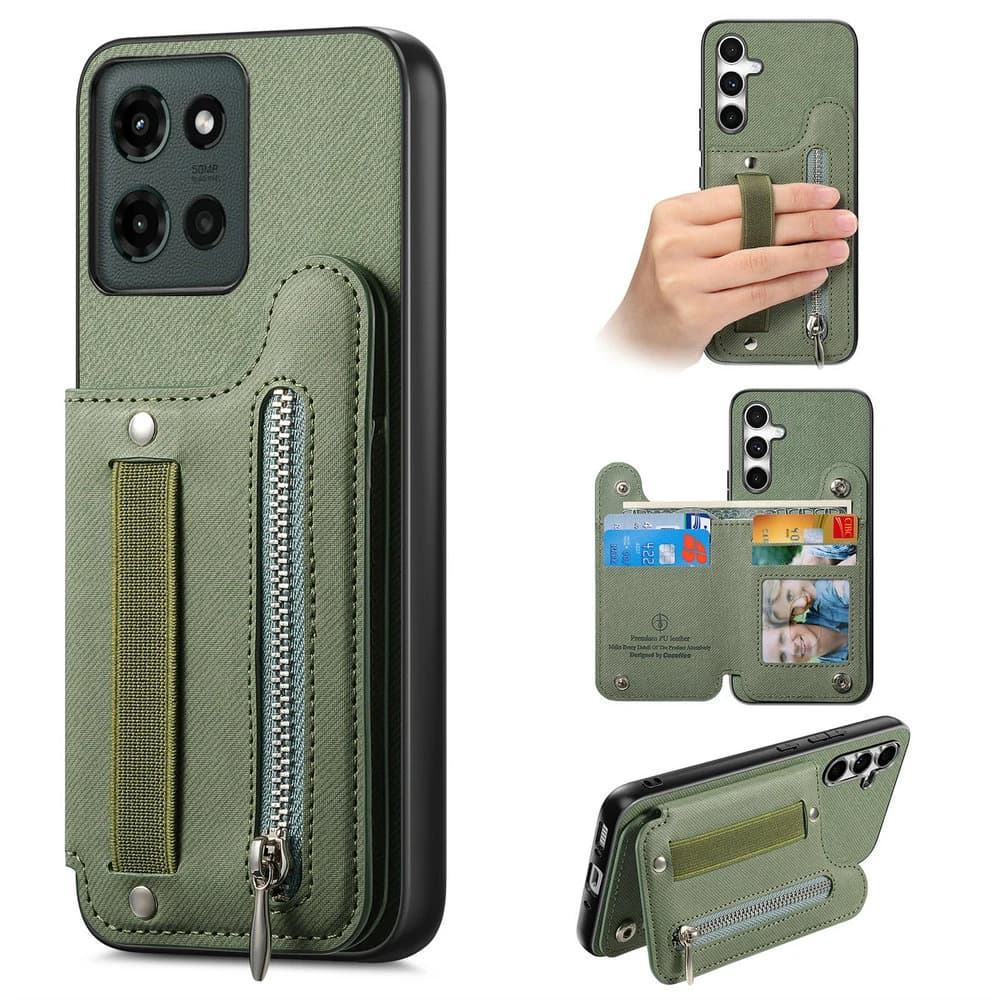 G15 G54 G86 Power 5G Custodia di lusso Carta RFID Capa in pelle per Motorola Moto G56 G66J G85 G75 G55 G35 G05 G04 G14 G06 G84 Zip Cover