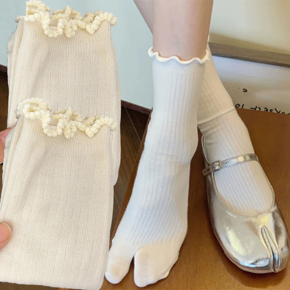 Women's Central Tube Socks Japanese Women's Cotton Toe Socks Summer Elastic Swimwear Two-tie Socks for Unisex