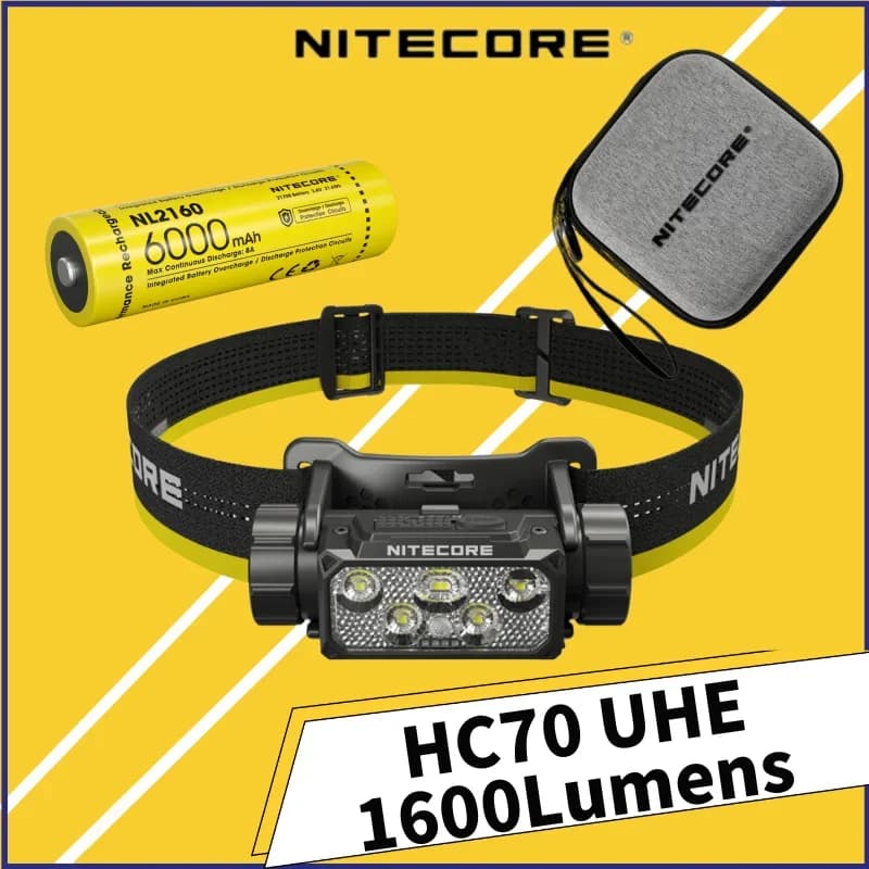 NITECORE HC70 UHE USB-C Lampada frontale Wrok ricaricabile da 1600 lumen impermeabile Inlcude 21700 Batteria da 6000 mAH