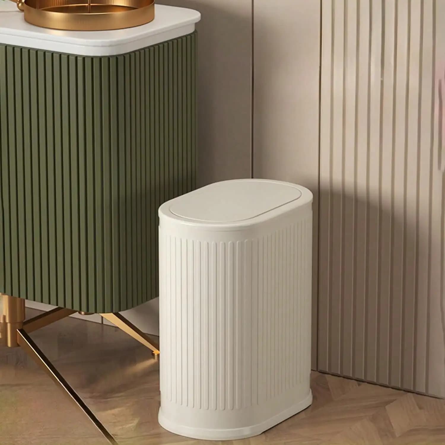 Cestino per Rifiuti da 6 Litri con Coperchio, Piccolo Cestino da Bagno, Contenitore Sottile con Secchio Interno, Contenitore con Coperchio Superiore