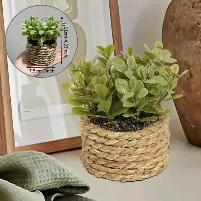 1 pezzo di piccole piante in vaso finte per interni, accessori per la casa, verde finto realistico per la decorazione dell'ufficio del soggiorno, piante artificiali