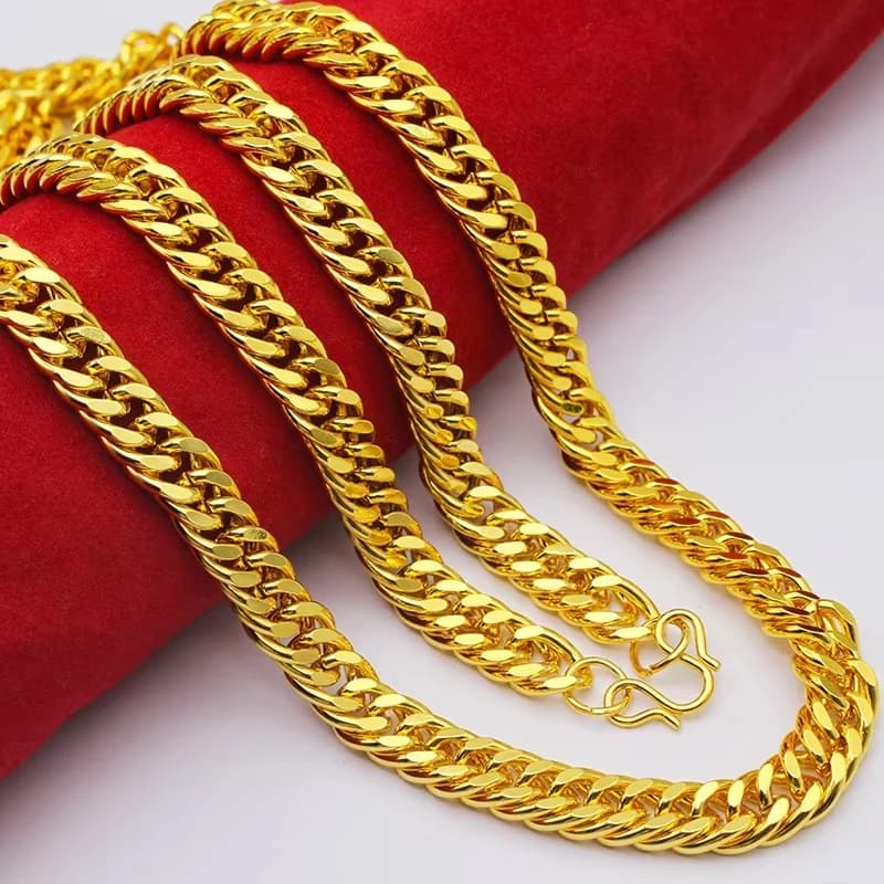 24K 9999 pure gold luxury real gold men's necklace with chain link clasp