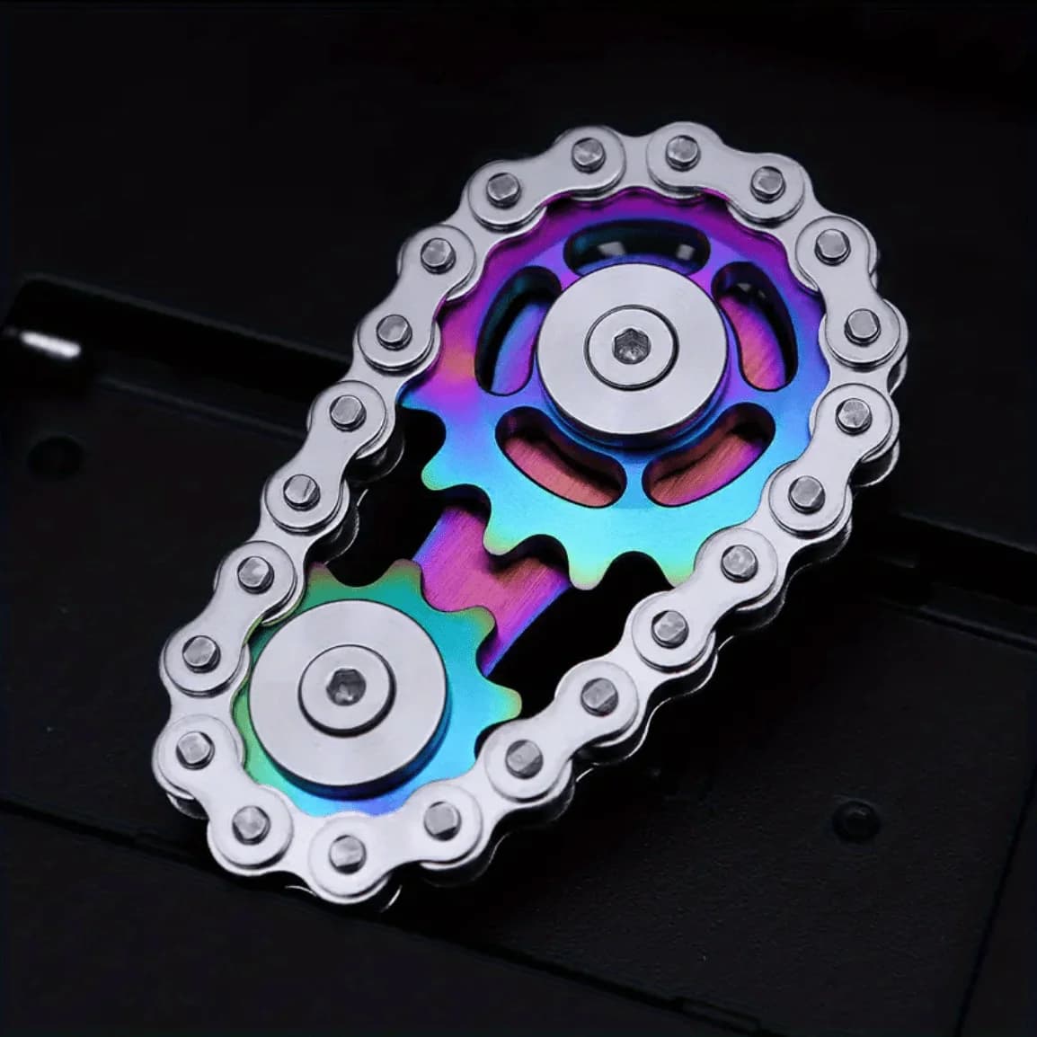 Allevia la pressione sulla catena fidget spinner giocattoli in metallo con denti della catena dell'ingranaggio volano e catena della ruota dentata oscillante