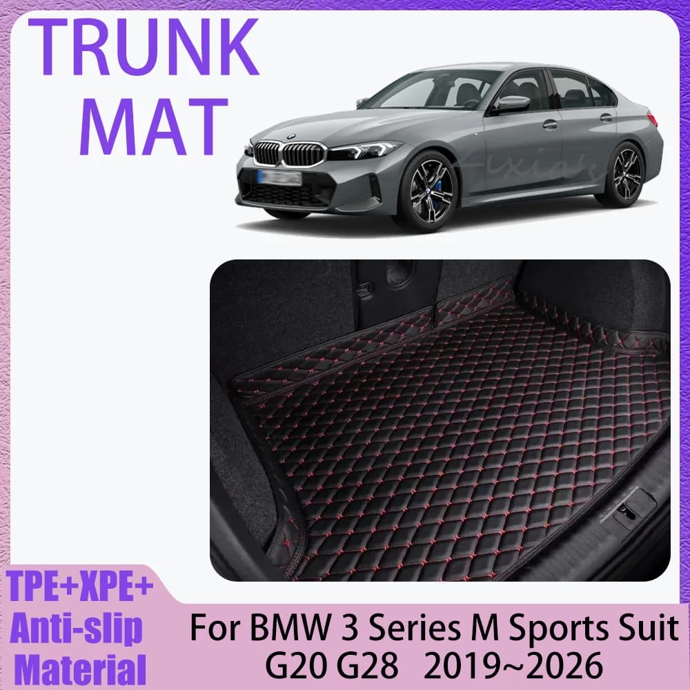 Tappetini in Pelle per Bagagliaio BMW Serie 3 M Sport G20 G28 2019~2026 2020 2021 2022 2023 2024 2025, Protezione Antigraffio, Coperture per Vano Portaoggetti, Accessori Interni