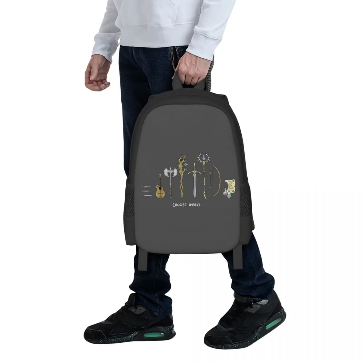 Zaino scolastico da uomo e donna, borsa da viaggio per escursioni, zaino da giorno, borsa a tracolla alla moda, ideale per lezioni di D&D.