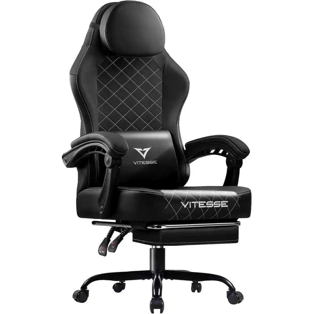 Sedia da Gaming Ergonomica Stile Racing con Supporto Lombare e Reclinabile per Adulti (Nera)
