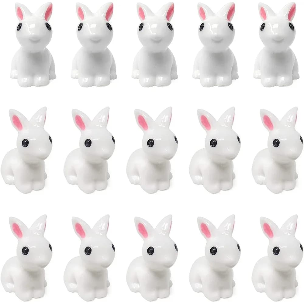 15 pcs resin rabbit miniature figurine Micro landscape fairy garden ornaments DIY plants oily vegetable decoration bunnies Cake Topper