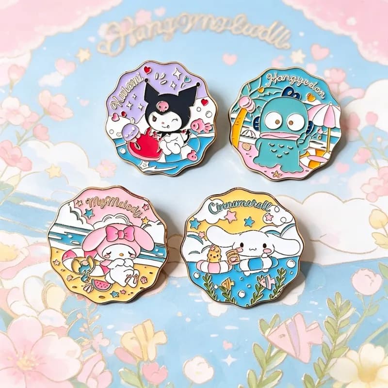 Grazioso Distintivo in Metallo Sanrio, Spilla Cartoon Kuromi Mymelody Cinnamoroll Pochacco, Decorazione per Abbigliamento JK e Zaino, Regalo alla Moda per Ragazze