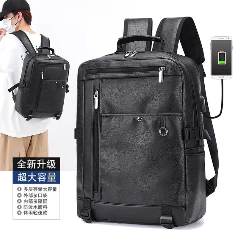 Men's New Business Backpack USB Charging Large Capacity Multi - functional School Bag for Students and Office Workers Fashion Tr