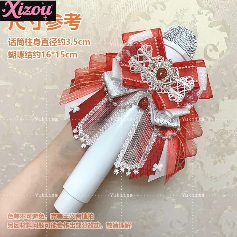 Accessori per capelli con fiocco in pizzo rosa con strass in stile giapponese, clip per copricapo Lolita leggera fatta a mano per donne e ragazze