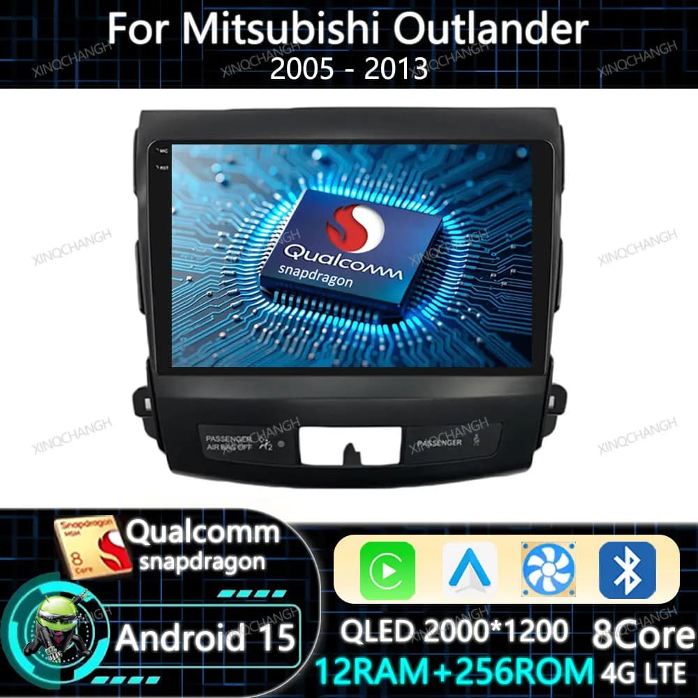 Android 15 Car Radio For Mitsubishi Outlander 2005 - 2013 GPS 4G WIFI Multimedia Video Player BT 2DIN QLED Qualcomm Carplay Auto