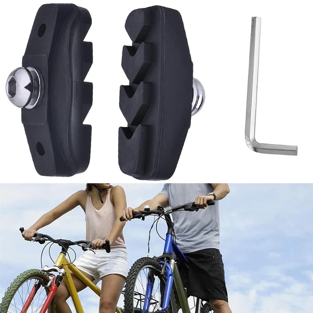 Pastiglie freno V per bicicletta da strada da 50 mm, in gomma, con scanalatura di guida per il fango, per ciclismo in tutte le condizioni atmosferiche, nere, 1 paio con attrezzo