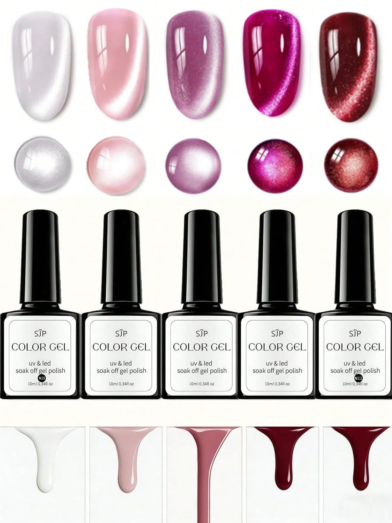 1/5 pezzo di smalto gel per unghie Cat Eye rosa da 10 ml, decorazione fai da te per nail art, perfetto per la nail art di San Valentino