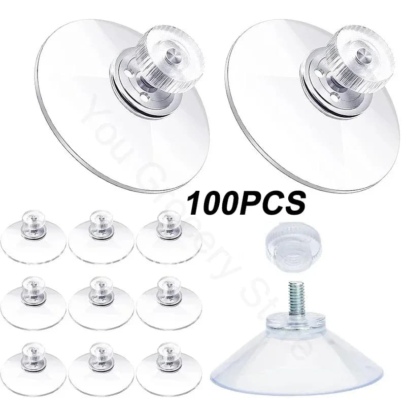 Ganci a ventosa trasparenti da 100 pezzi con aspirazione a vite da 41/53/58 mm con dadi in plastica per porte da bagno in vetro