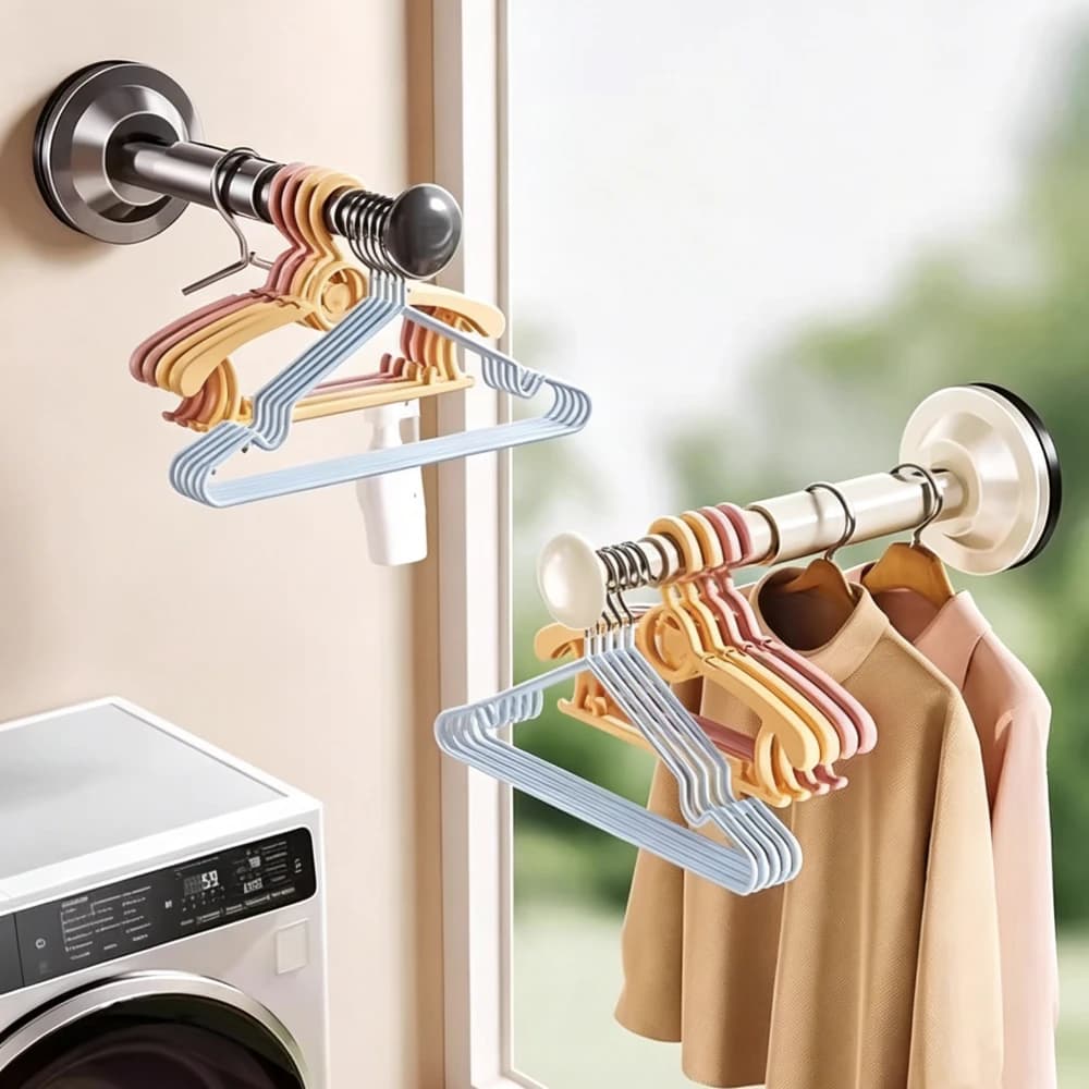 3PCs No Drill Suction Cup Hooks Retractable Adjustable Design Multi Purpose Hanging Rack for Household Garment Sundries Storage