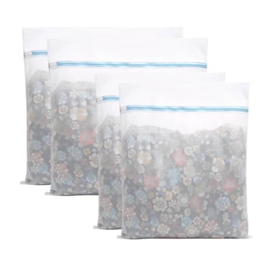 4 Pack Large Fine Mesh Laundry Bags for Delicates, 2pcs 24" x 24" and 2pcs 20" x 24" Extra Large Washing Machine Bags with Auto