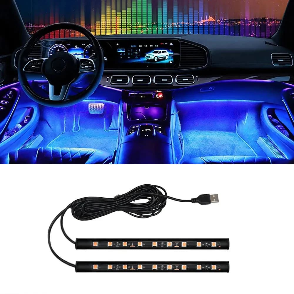 Car Neon Light Foot Light LED Interior Decoration Backlight Cigarette Lighter 5V USB Atmosphere Lamp Vehicle Accessories