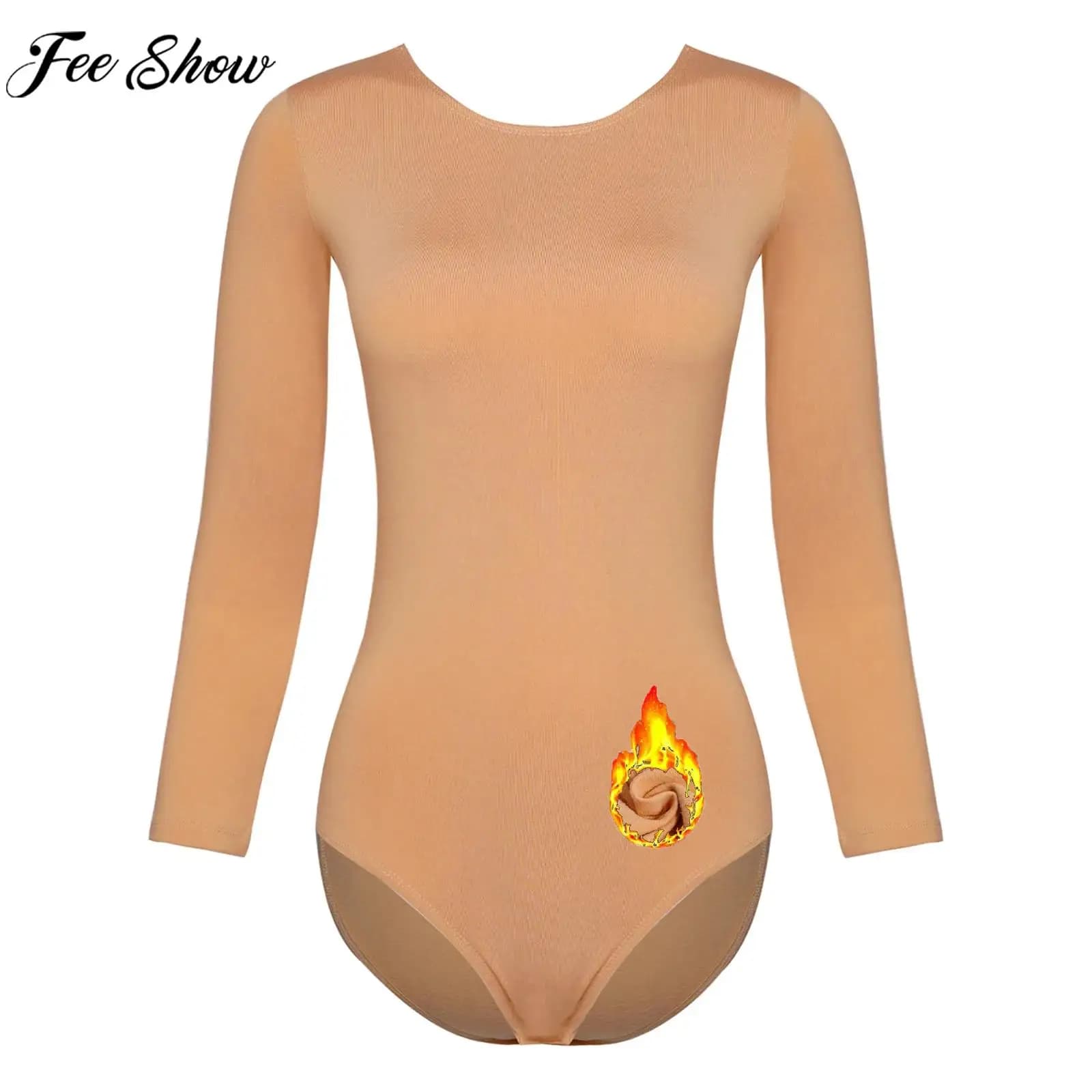 Donne Balletto Danza Ginnastica Riscaldamento Body Manica lunga Foderato in pile Body Pattinaggio di figura Classe di danza Sport Costume da yoga