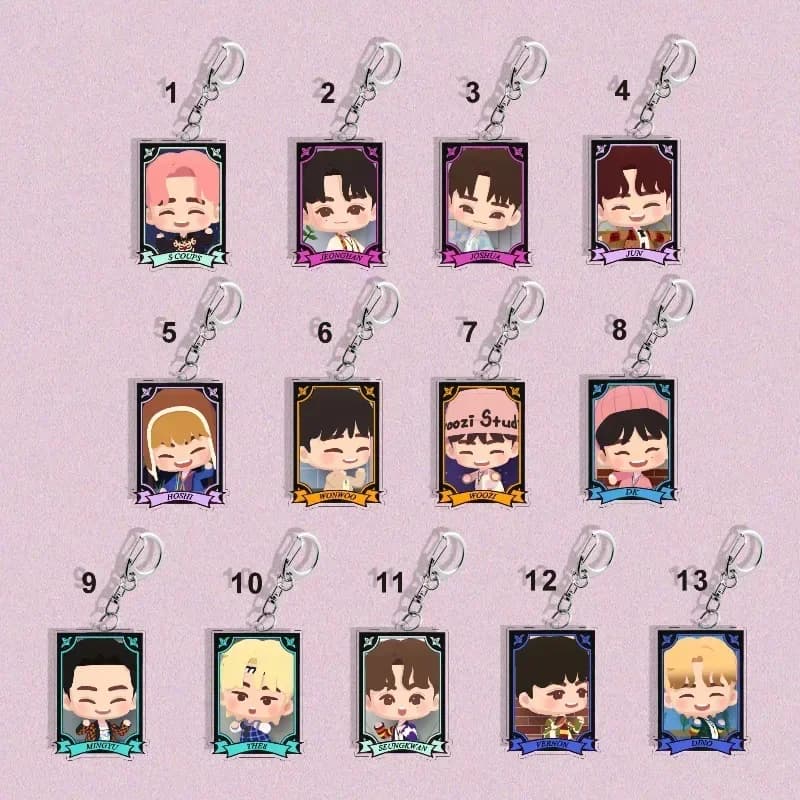 6CM SEVENTEENED Cartoon Pattern Double-sided Acrylic Key Rings Portable Backpack Charms Decorative Bag Hanging Ornaments