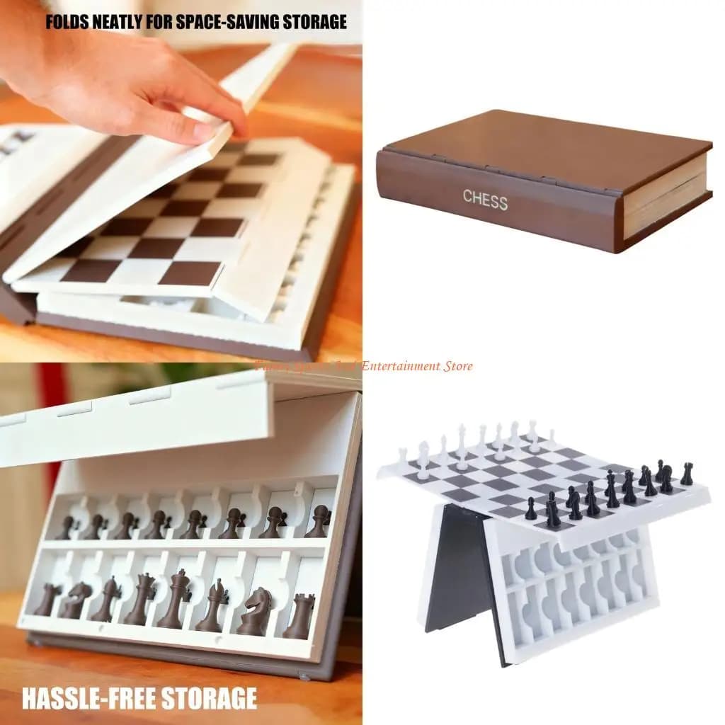 C4DE Set scacchi pieghevoli amichevoli dal design innovativo con tavola leggera come libro