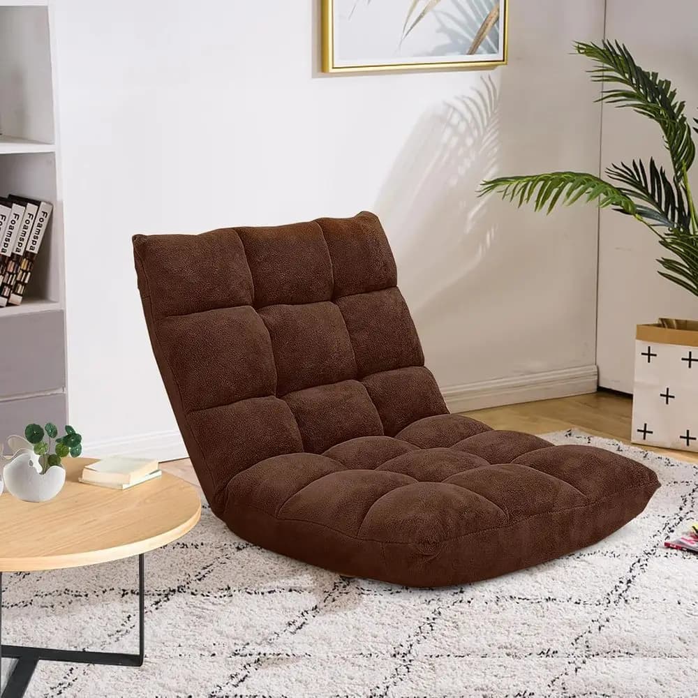 14-Position Adjustable Gaming Chair with Back Support, Meditation and Lazy Sofa for Adults and Kids in Brown