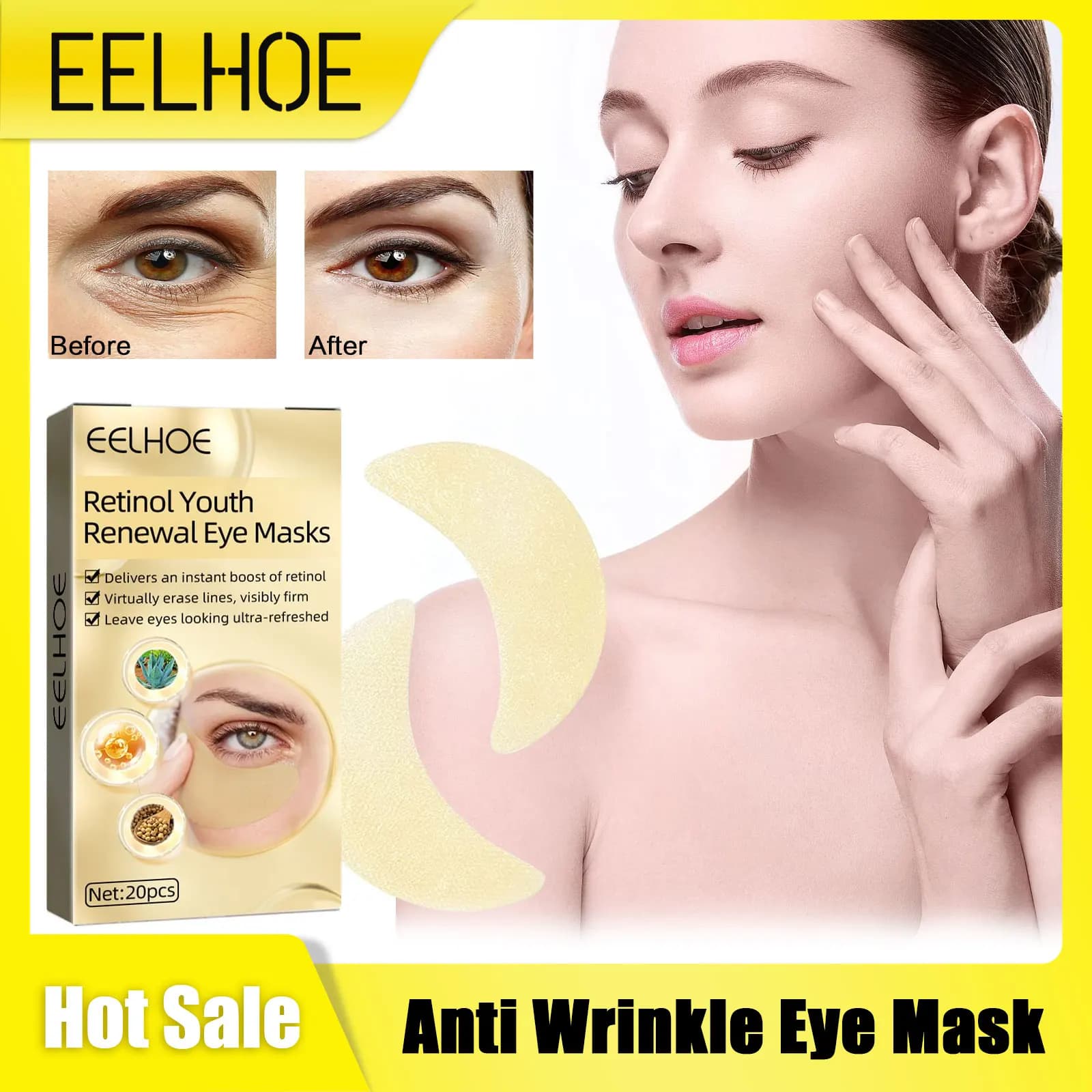 Cerotti antirughe per gli occhi Rimozione delle rughe Riduzione delle linee sottili Lifting Idratante Nutriente Maschera rassodante per gli occhi per le occhiaie