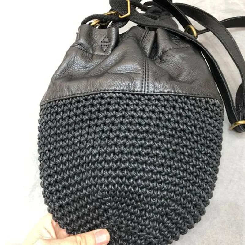 Nuovi prodotti estivi borsa a tracolla a spalla singola in pelle di vacchetta fatta a mano in vera pelle intrecciata in corda di cera portatile da donna