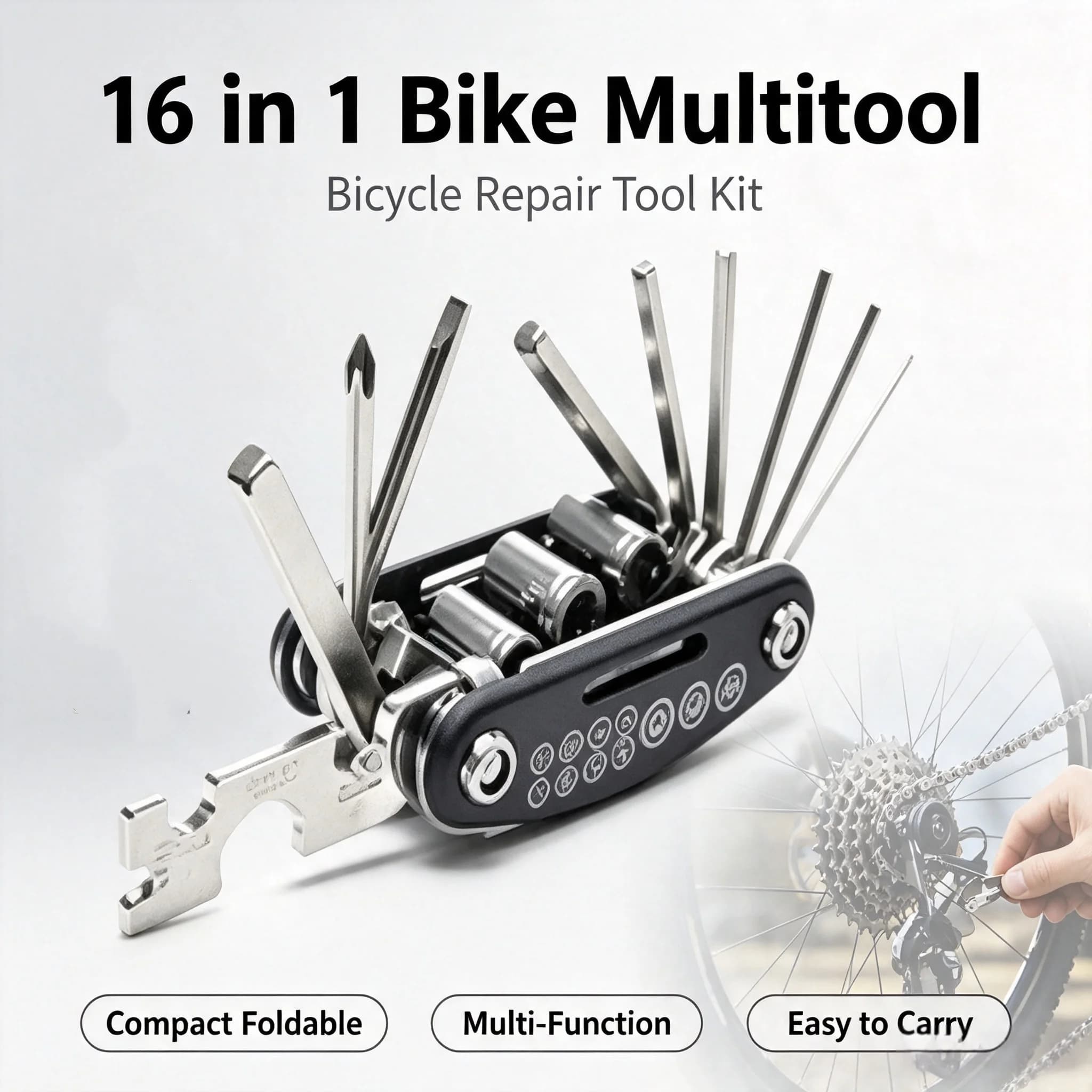 16 in 1 Bicycle Repair Tools Kit Bike Accessories Multi Tool Set with Pump Tire Patch Portable Mountain Road Bike outdoor Tools
