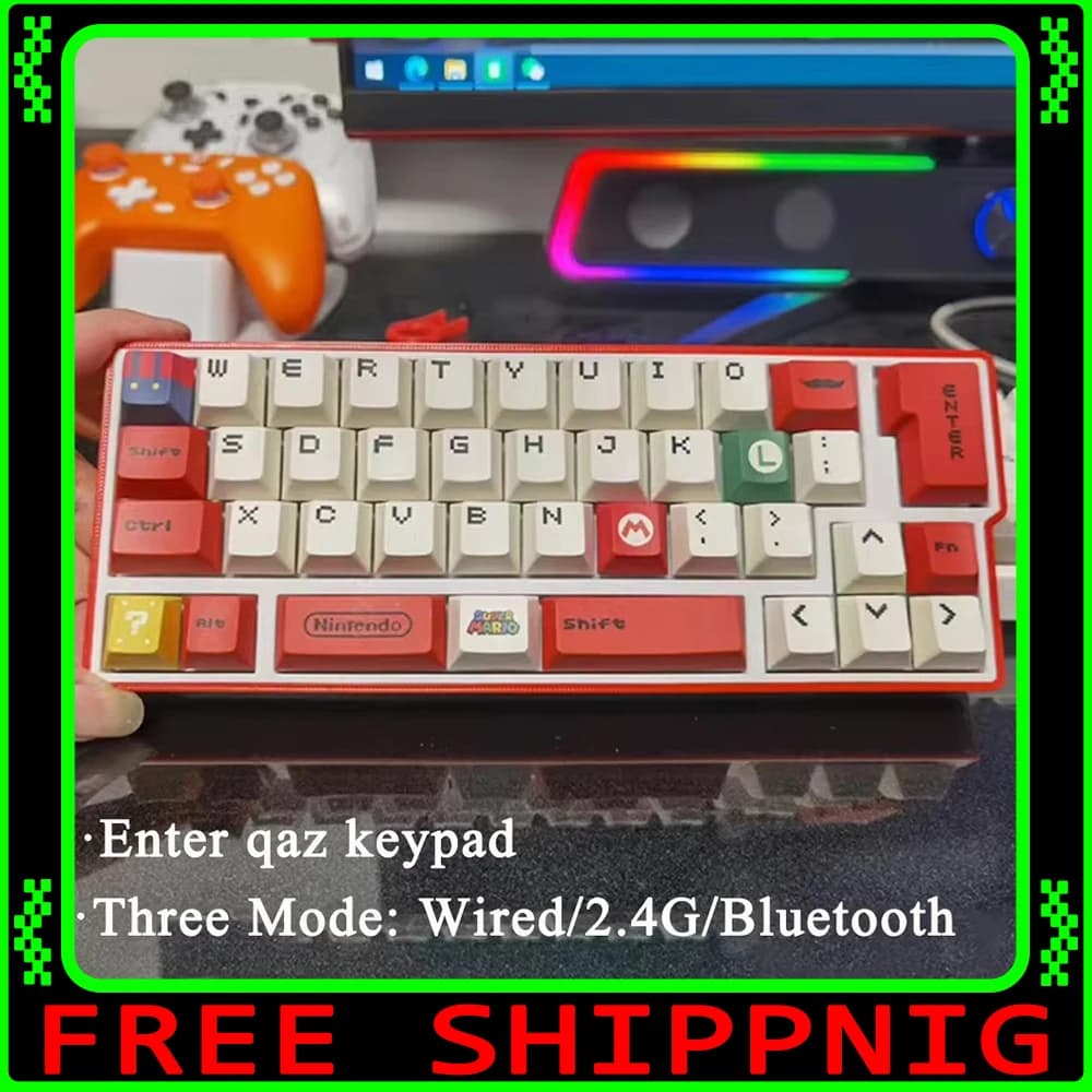 Enter qaz Mini Keypad Kit 40keys Three mode Custom VIA RGB Hot Swap Ergonomics Wireless Gaming Keyboards 3D Printing PC Computer