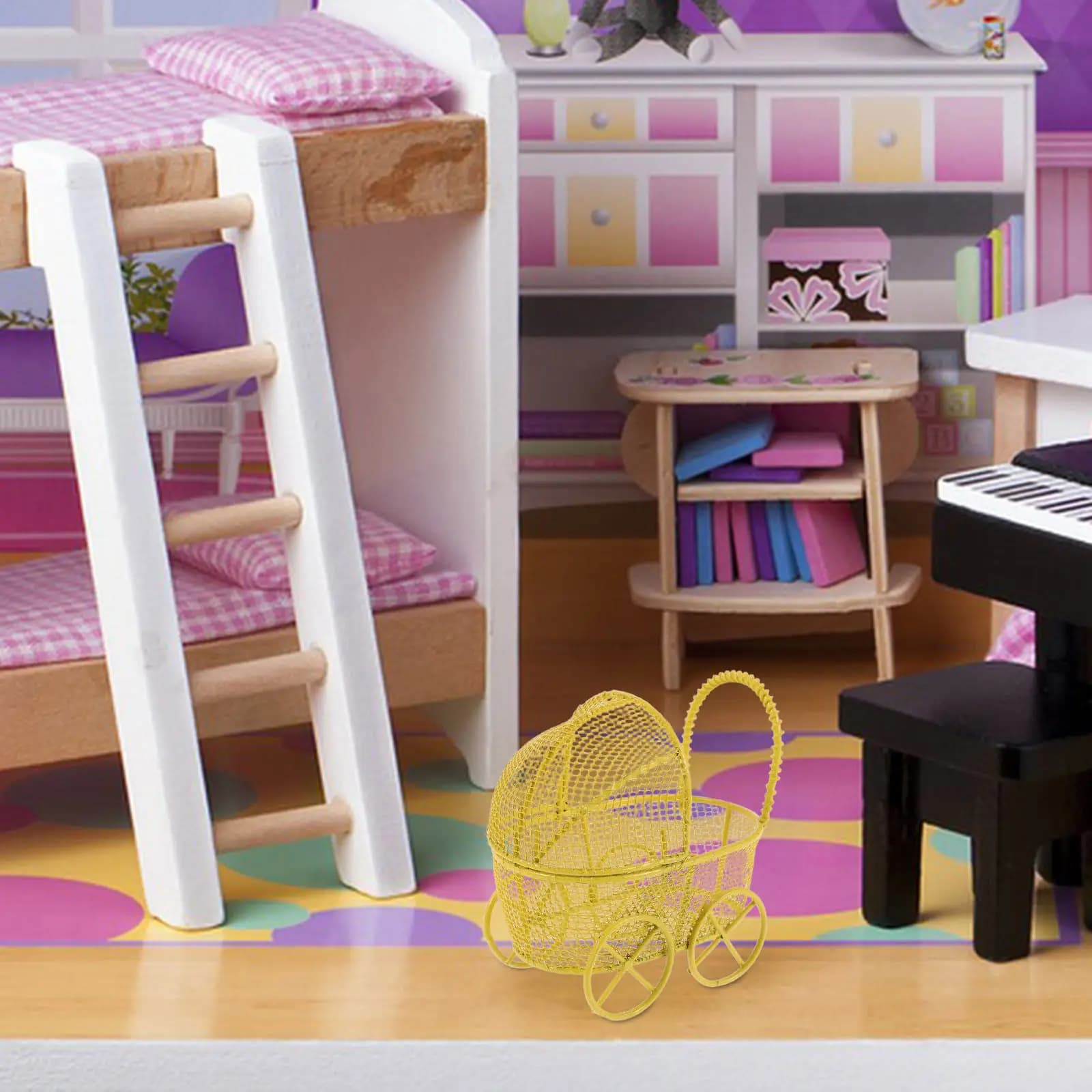 Set di 2 Passeggini Compatti per Neonati, Design Pieghevole Portatile, Ideali per Viaggi, Decorazione Cameretta, Mini Allestimento, Accessorio per la Cura del Bambino