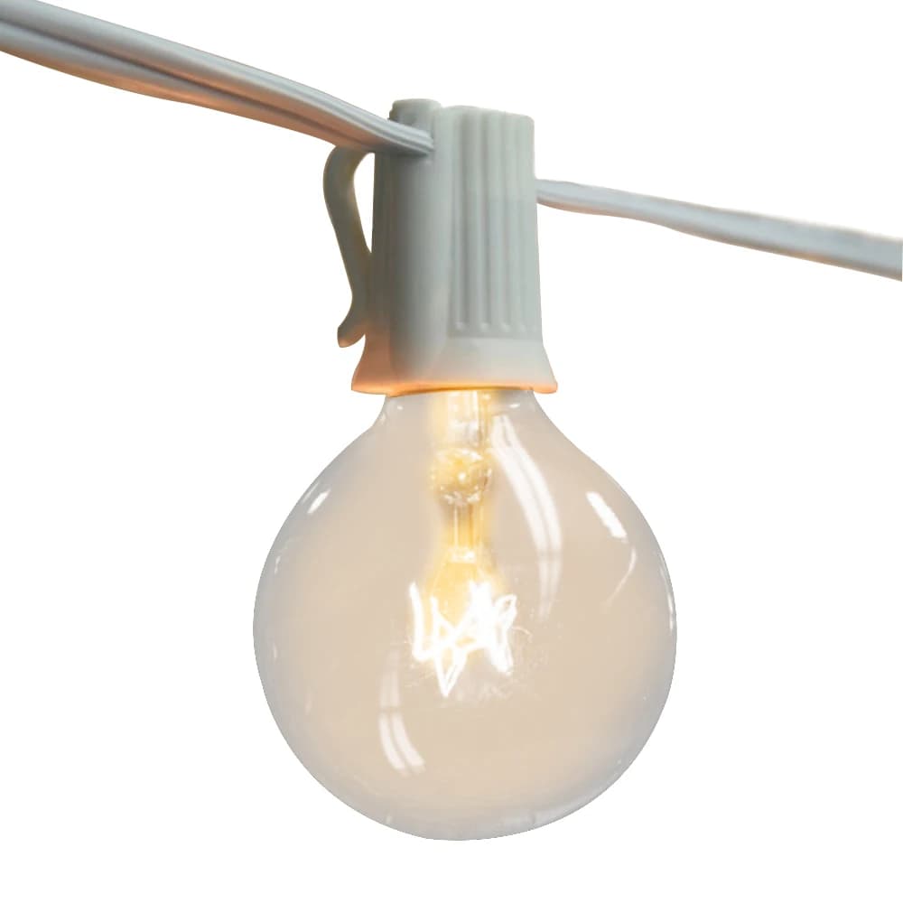 Luci a stringa vintage G40 con lampadine trasparenti, lunghezza 8 m, 25 portalampade, per esterni, giardino, feste, ghirlande, matrimoni