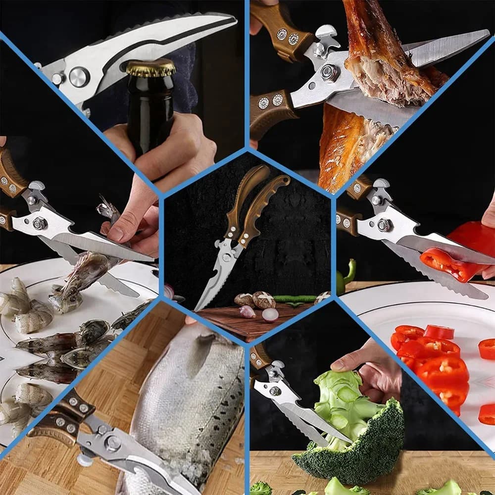 Forbici Professionali per Ossa di Pollo, Cesoie Aggiornate per Pollame, Forbici da Cucina in Acciaio Inox per Tacchino, Carne, Pesce e Verdure
