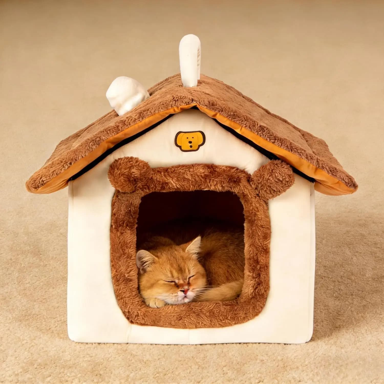 Cuccia per Gatti da Interno, Tenda per Cani da Interno, Cuccia Coperta per Animali Domestici con Fondo Antiscivolo, Grotta Accogliente per Gattini e Cuccioli